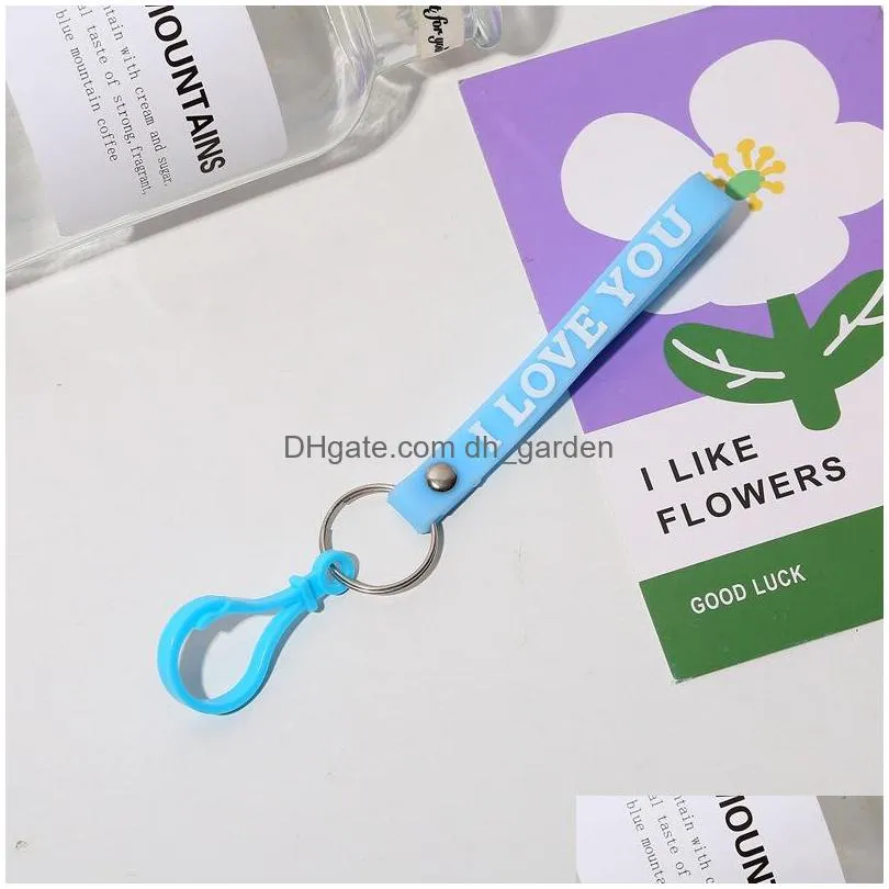 new soft glue iloveyou letter key chain creative candy color light bulb keyring accessories small gift