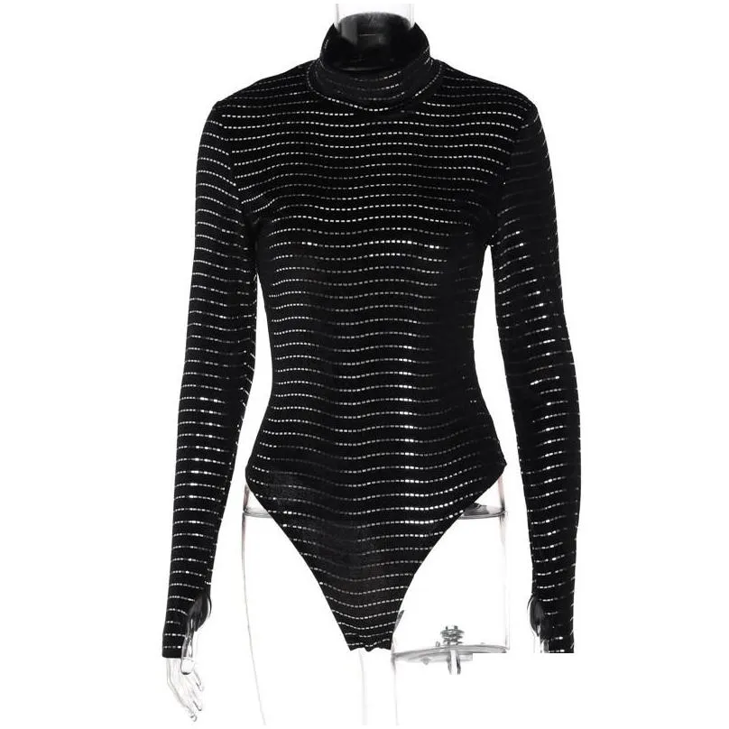 casual dresses hirigin bling glitter women long sleeve turtleneck bodysuit skinny sexy streetwear party club festival 2022 autumn winter