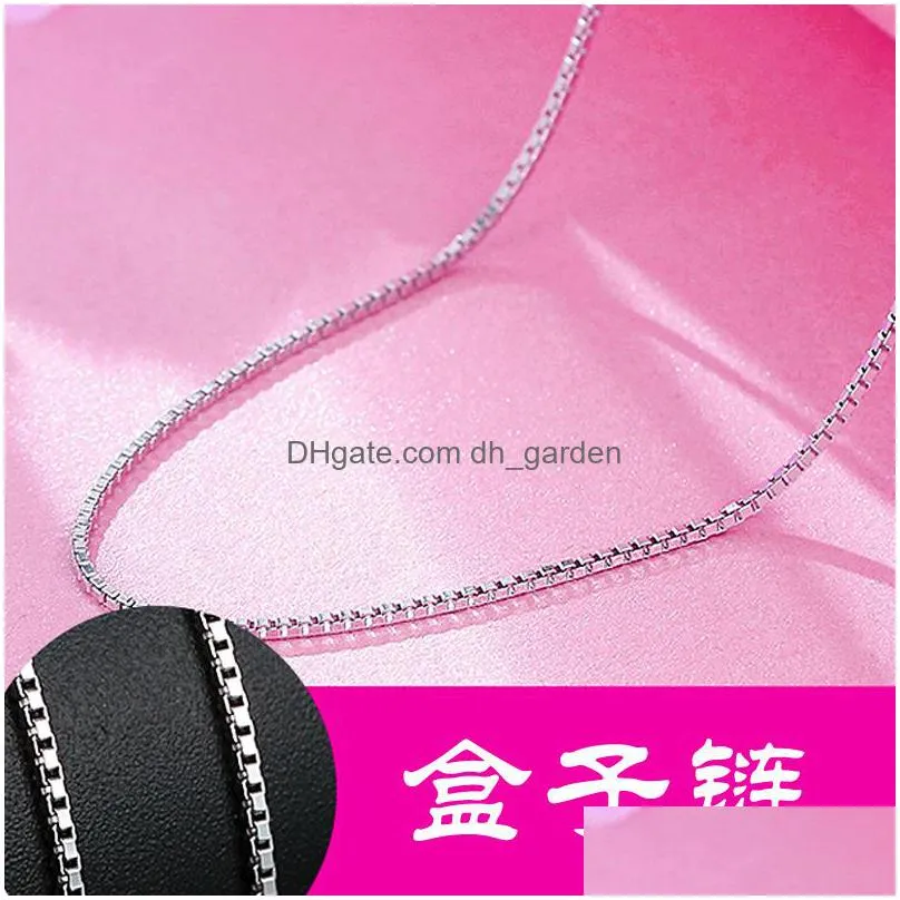 high quality 1 mm silver plated copper box chain female necklace korean jewelry factory jewellery wholesale retro jewelry