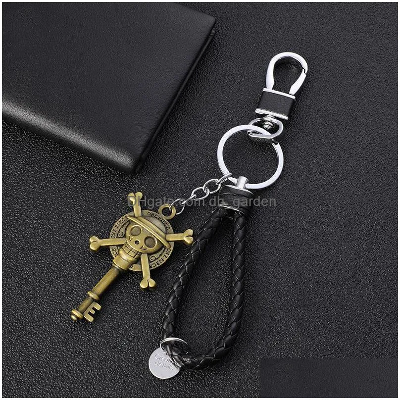 wholesale cartoon pirate king peripheral key chain one piece metal pendant mens and womens keyring creative gifts