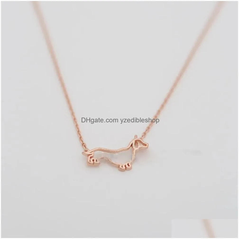 fashion dachshunds pendant necklaces dog frame pendant necklaces lovely animal series plated gold necklaces for women