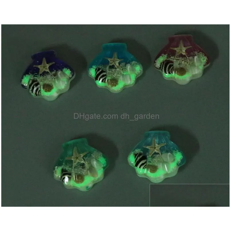 wholesale shell shaped luminous stone starfish pendant jewelry amber car keychain key ring pendant ornaments ys2k003