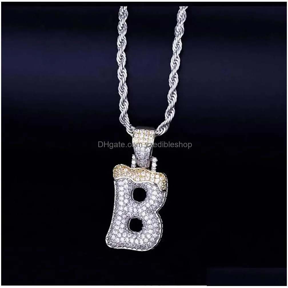 hip hop snow cap custom letters pendant necklace combination letters name pendant 24inch tennis necklaces zirconia jewelryzz