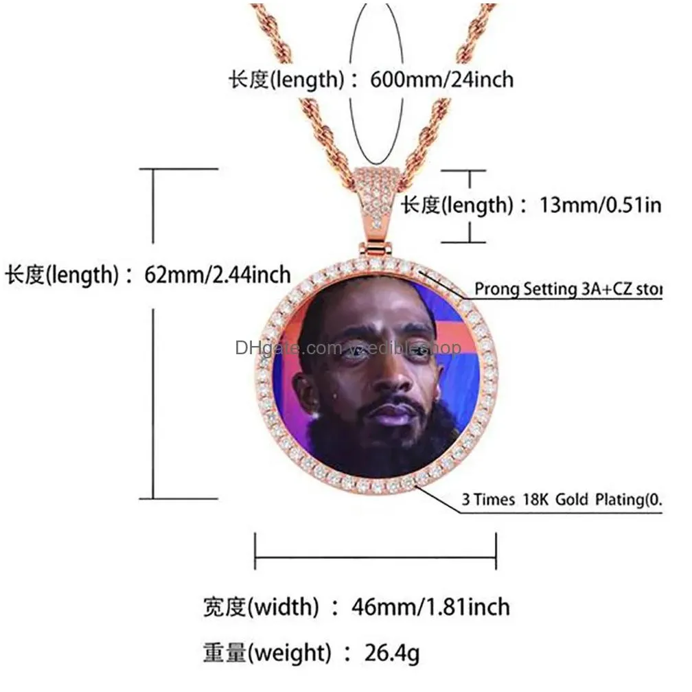 men women customsmall medium big size round p o medallions pendant necklace gifts zircon pendant hiphop jewelryzz