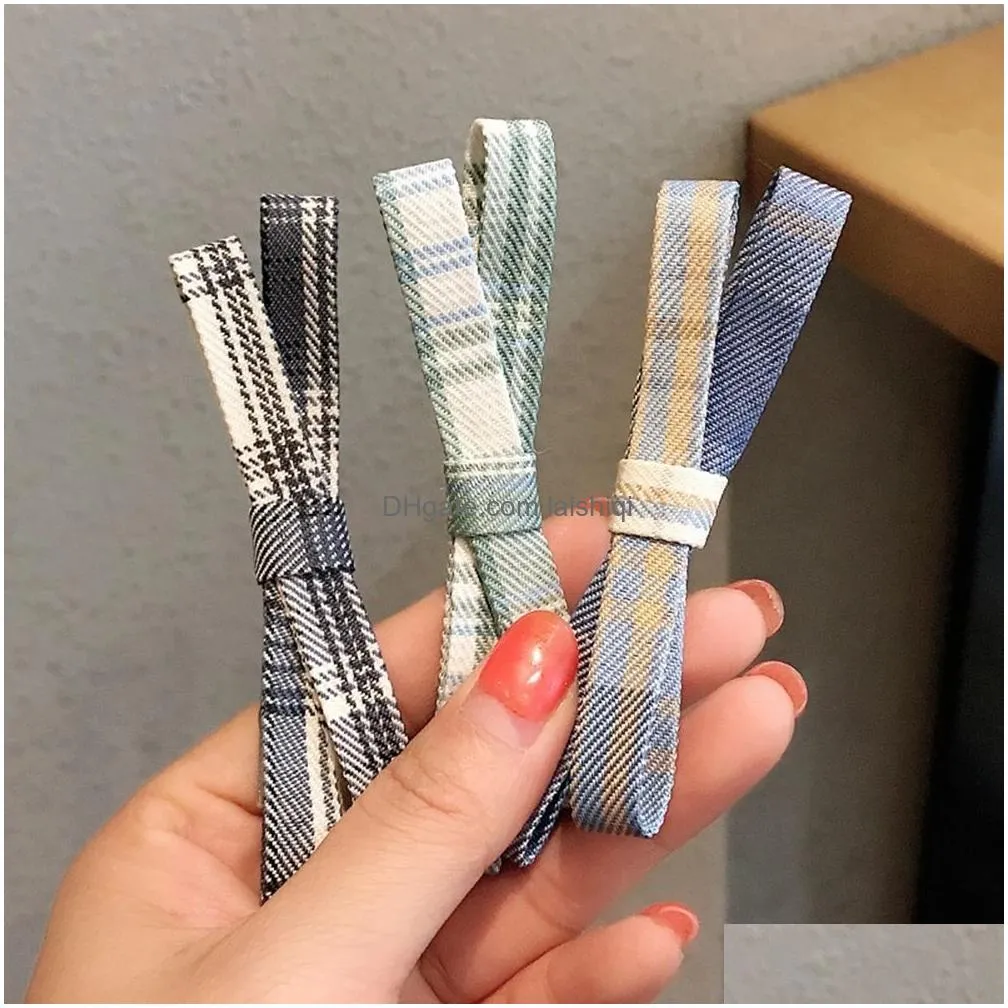 korean style bow plaid hairpin clip colorful fabric hairpins female hair clip vintage multicolor hairpin accessories for women