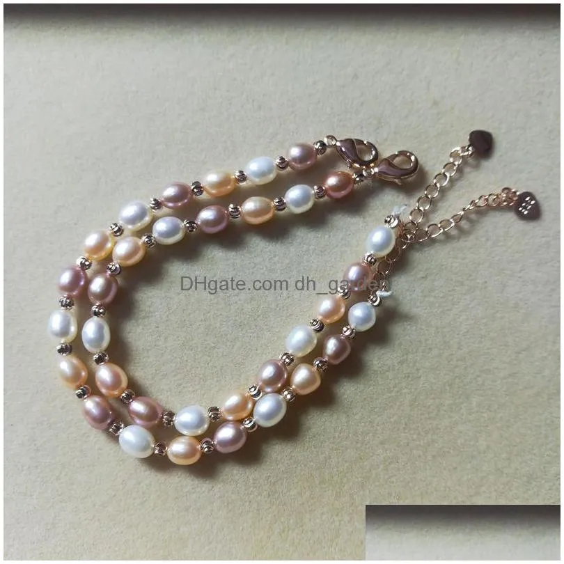 wholesale fashion natural freshwater pearl millet bead bracelet 4-6mm sweet and elegant hand adorned woman shipping