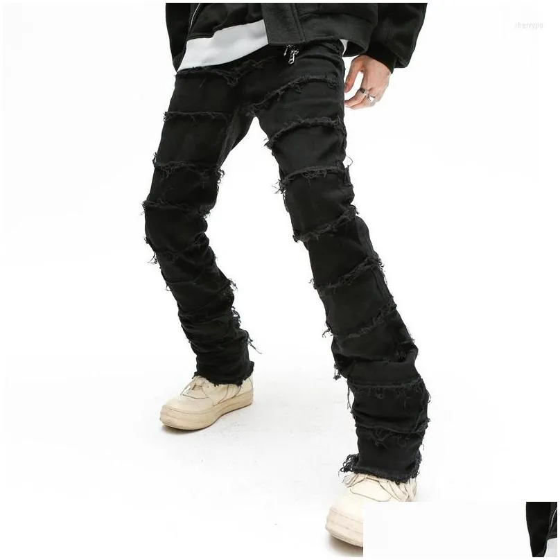 mens jeans mens retrowork flared pants grunge wild stacked ripped long trousers straight y2k baggy washed faded for men