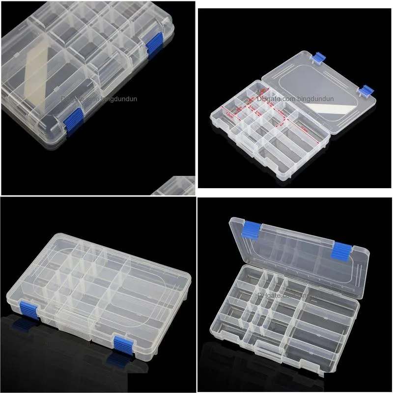 Storage Boxes & Bins Transparent Grid Pp Storage Box Category Sealed Bin Home Case Office Chip Part Removable Jewelry Tool Home Garden Dhzfc