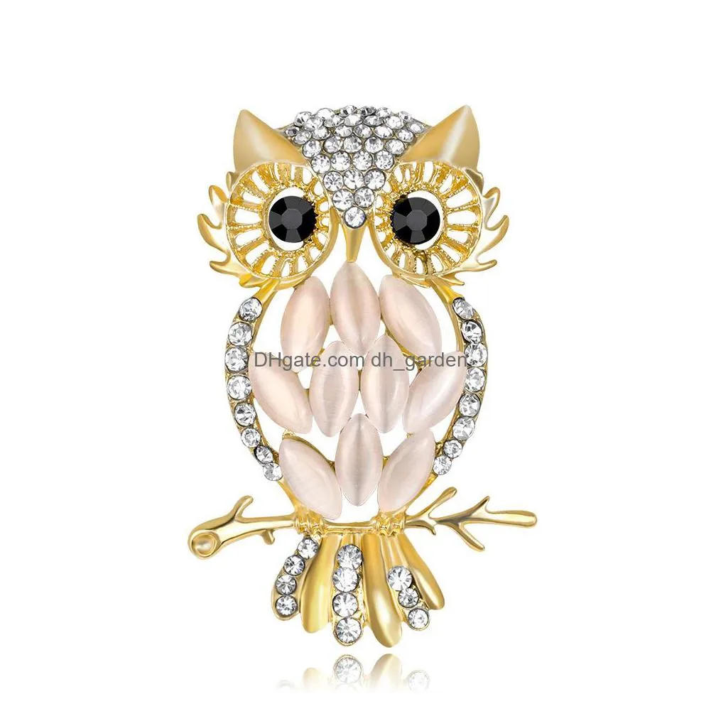 wholesale animal brooch - rhinestone pearl peacock animal brooch pins for women girls wedding party shipping