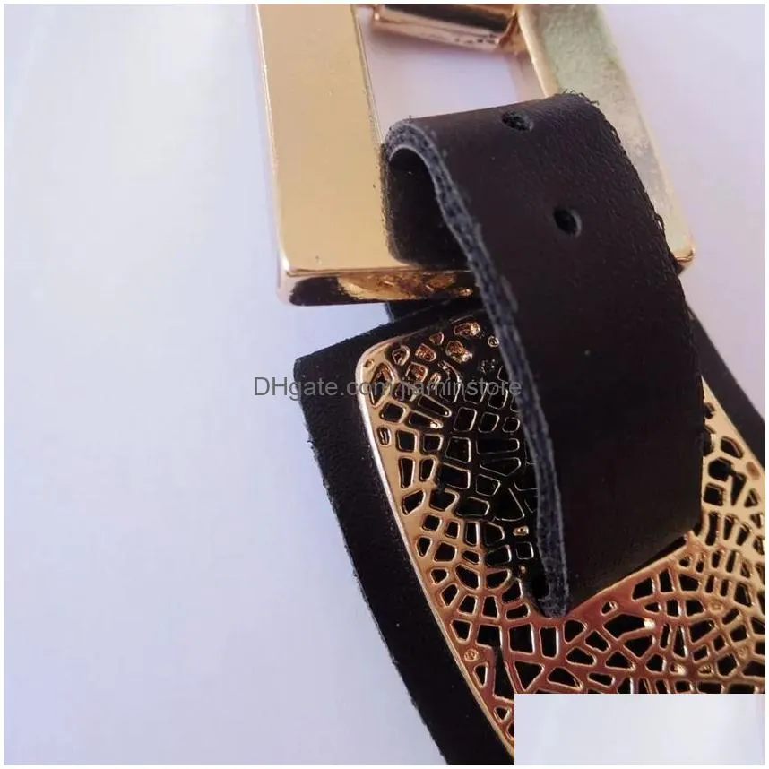 Pendant Necklaces Leather Necklace Gold Chain Necklacepunk Black Fashion Collar Wholesale Jewelry Necklaces Pendants Dhtot