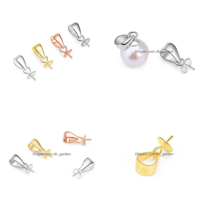 s925 sterling silver pendant 3mm pearl cap buckle hanging gold plating diy accessories pendant mountings wholesale ps8a011