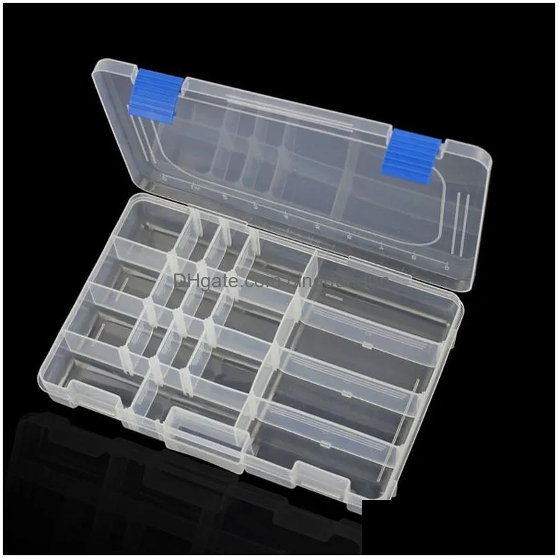 Storage Boxes & Bins Transparent Grid Pp Storage Box Category Sealed Bin Home Case Office Chip Part Removable Jewelry Tool Home Garden Dhzfc