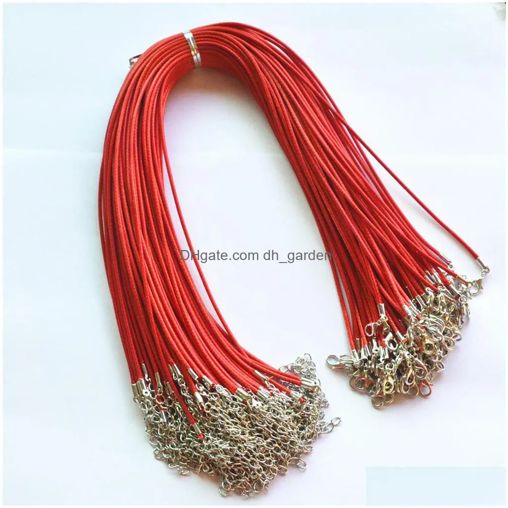 2mm mix colors wax leather snake necklace chain 45cmadd5cm cord string rope wire extender with lobster clasp diy fashion jewelry