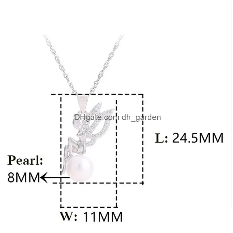 s925 sterling silver pendant settings exquisite fairy pearl diy accessories mountings women necklace mounts for 8mm beads