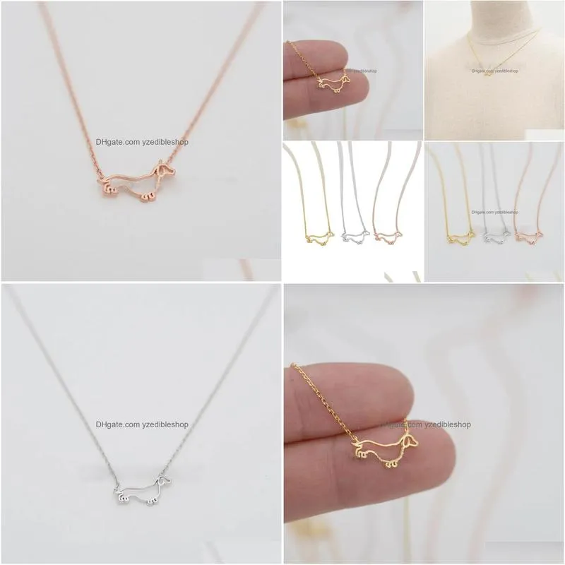 fashion dachshunds pendant necklaces dog frame pendant necklaces lovely animal series plated gold necklaces for women