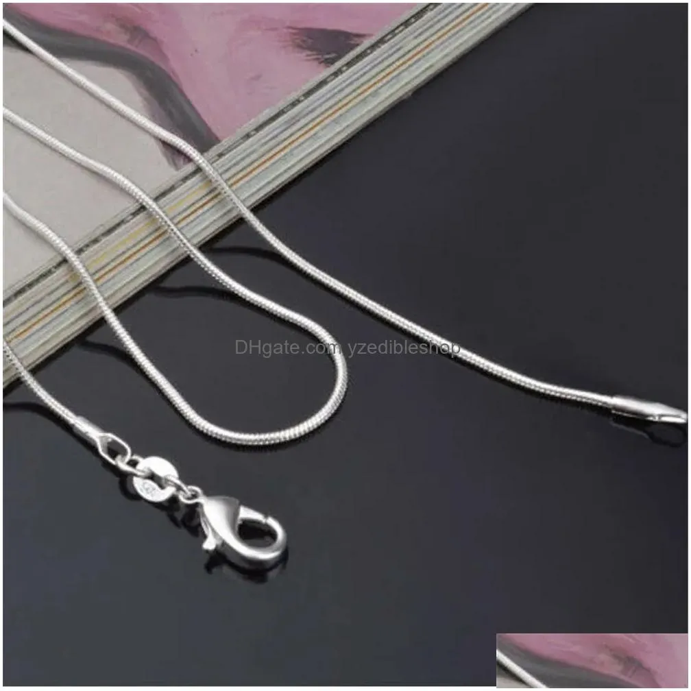 1mm 925 sterling silver smooth snake chains women necklaces jewelry snake chain size 16 18 20 22 24 26 28 30 inch wholesale zz