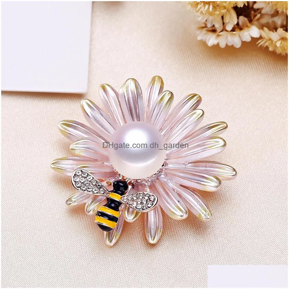 double  korean version thick gold-plated hand-painted glaze pearl brooch mounting brooch semi-finished mount for diy 