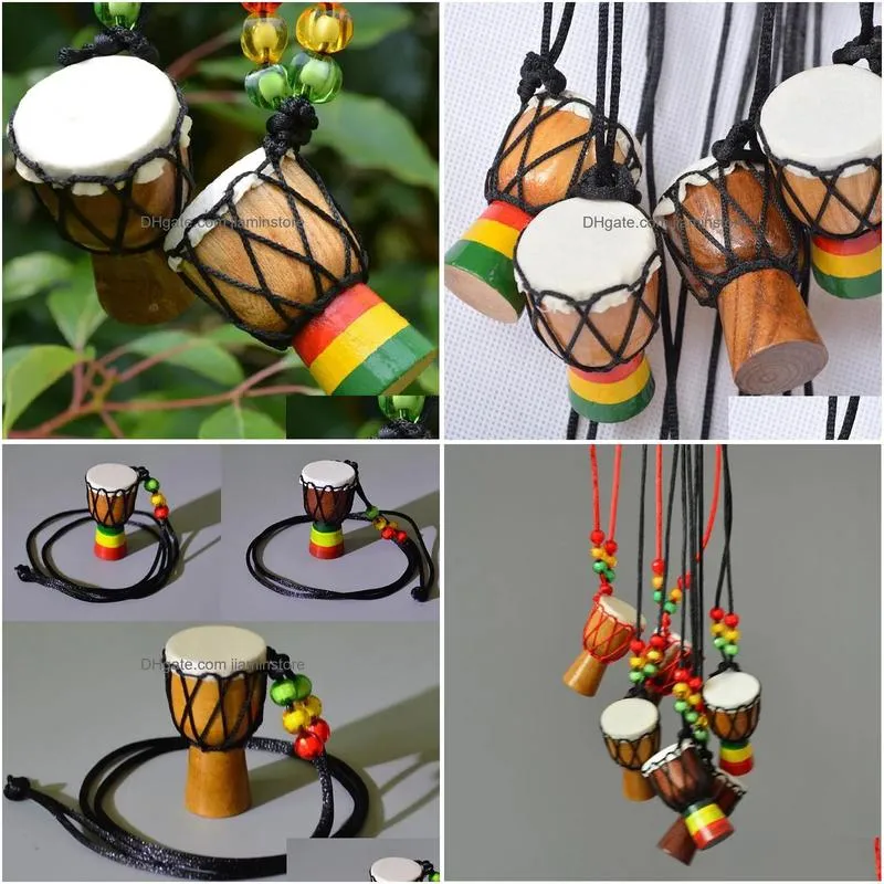 Pendant Necklaces Pendant Necklaces Mini Jambe Drummer For Sale Djembe Percussion Musical Instrument Necklace African Hand Drum Jewelr Dhetd