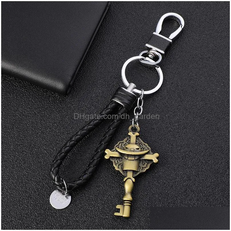 wholesale cartoon pirate king peripheral key chain one piece metal pendant mens and womens keyring creative gifts