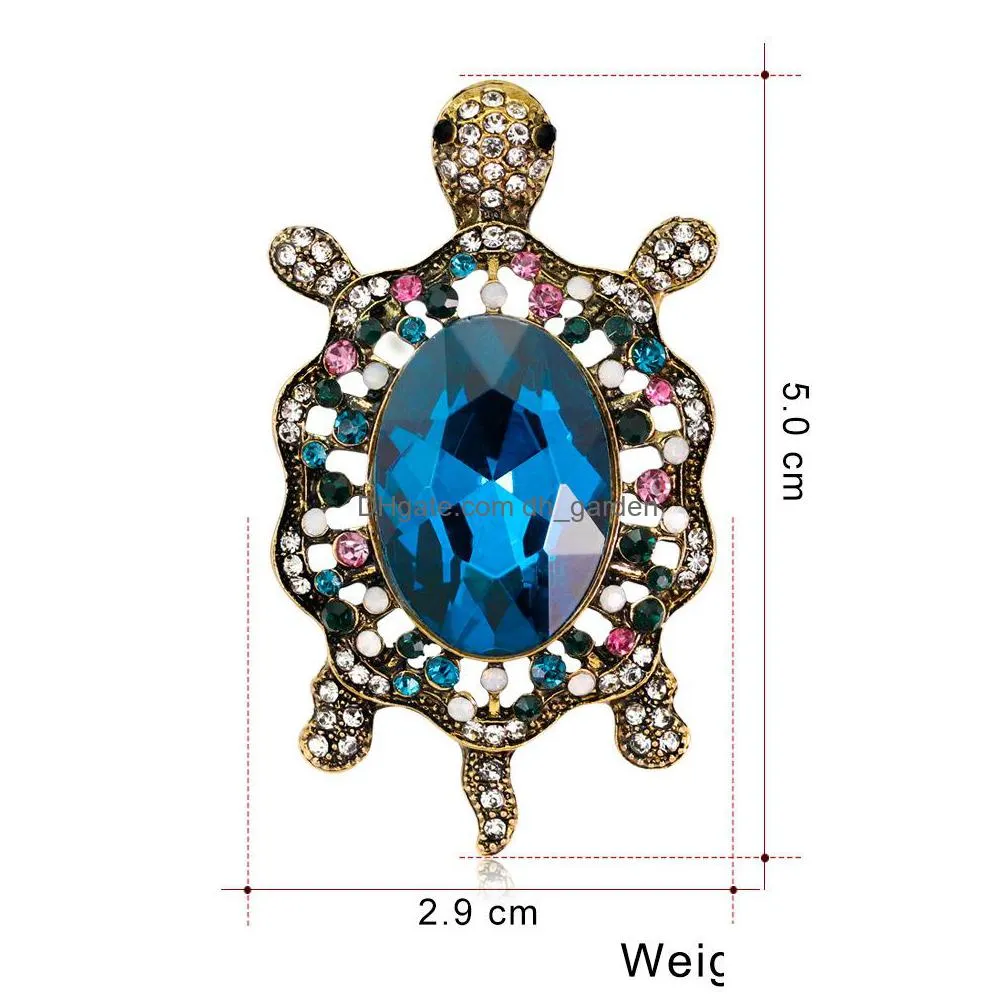 wholesale womens fashion natural insect animal lovely alloy rhinestone turtle tortoise brooch pins women girls shipping