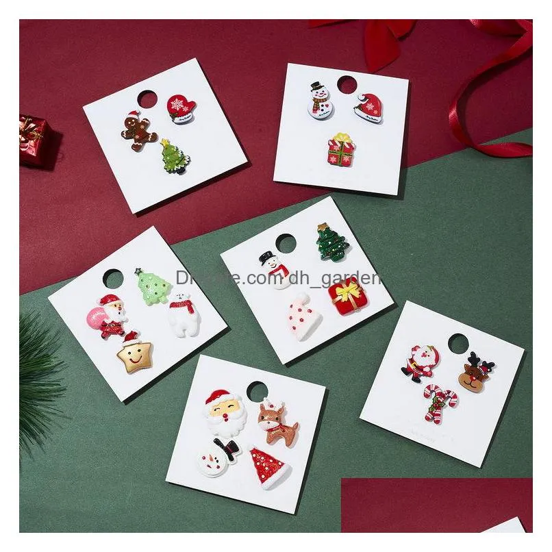 wholesale christmas series brooch pins santa claus crutches elk acrylic christmas paper card brooches set