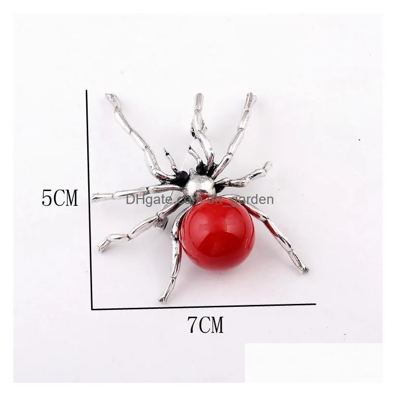 cr jewelry lovely unisex insect punk brooch pins imitation pearl spider brooches for women men coat dress scarf pins party jewelry