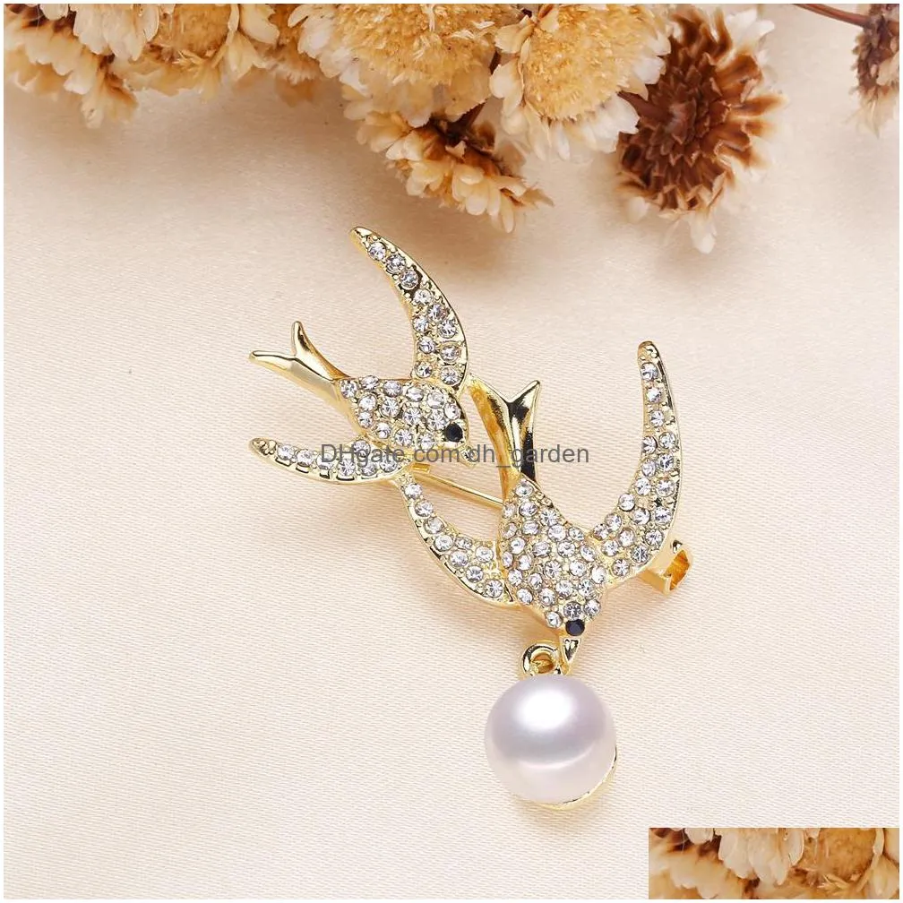 high quality europe thick gold-plated explosive owl freshwater pearl brooch semi-finished mount for diy shipping