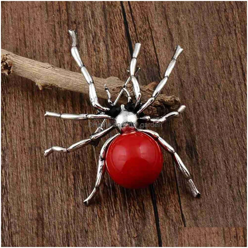 cr jewelry lovely unisex insect punk brooch pins imitation pearl spider brooches for women men coat dress scarf pins party jewelry