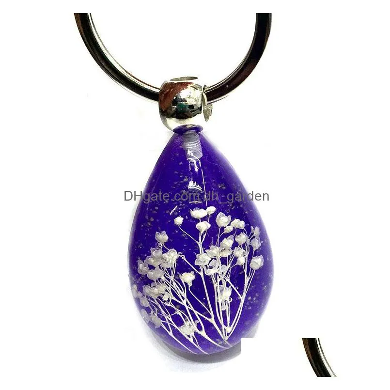 wholesale unique 7 colors creative tourist souvenir key chain with dry flower starry jewelry inside ys2k001