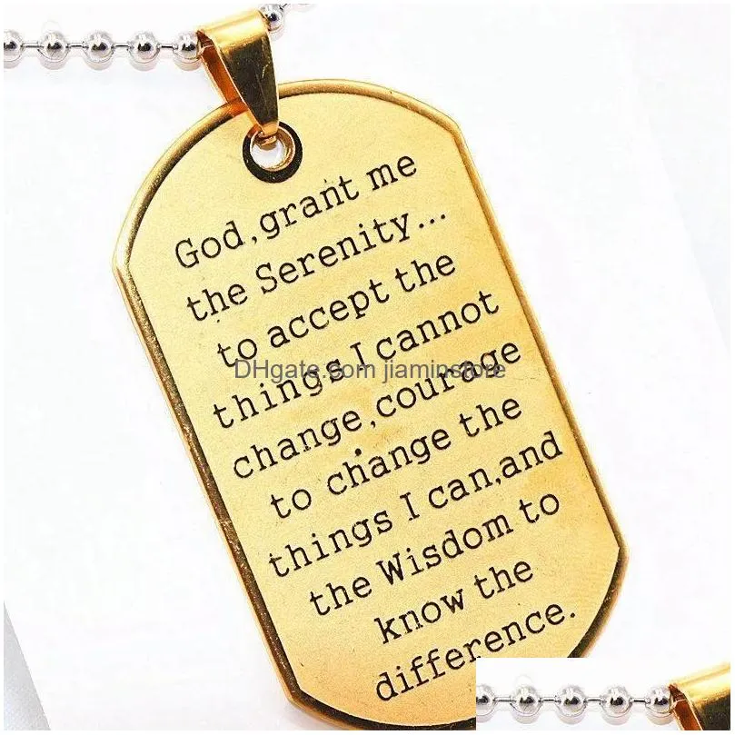 Pendant Necklaces Relius Jesus Cross Lords Prayer English Stainless Jewelry Pendant With Necklace For Men Women Communion Confirmation Dhrhn