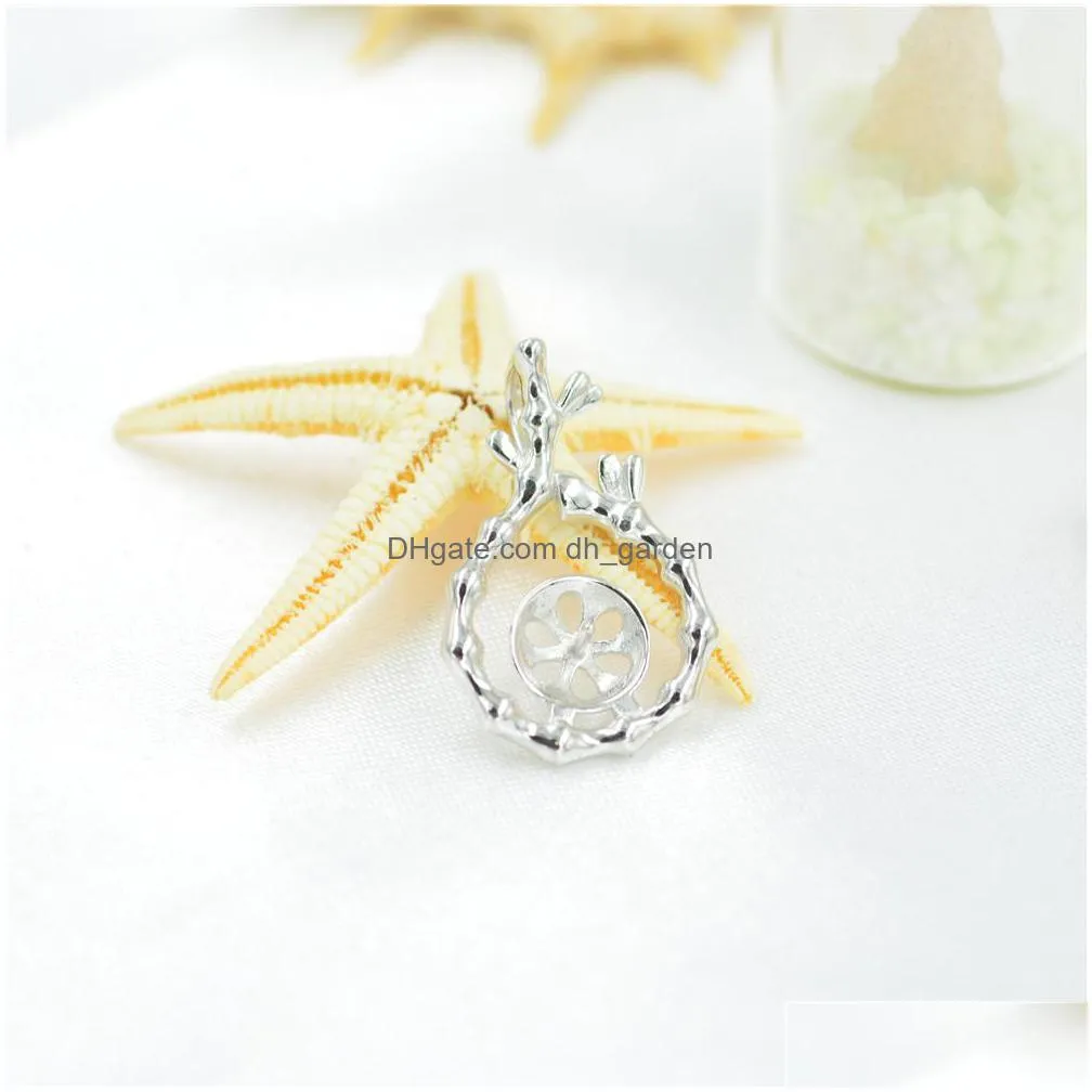 s925 sterling silver natural pearl pendant necklace mount diy accessories manufacturer wholesale