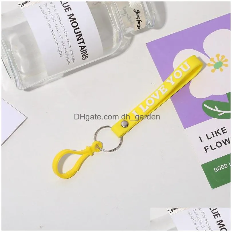 new soft glue iloveyou letter key chain creative candy color light bulb keyring accessories small gift