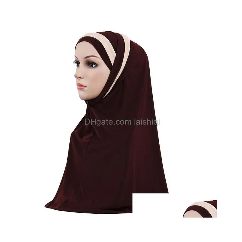 2 pieces muslim women headscarf shawl scarf hijab wrap headwear amira islamic full cover prayer hat arab worshipe service hijab