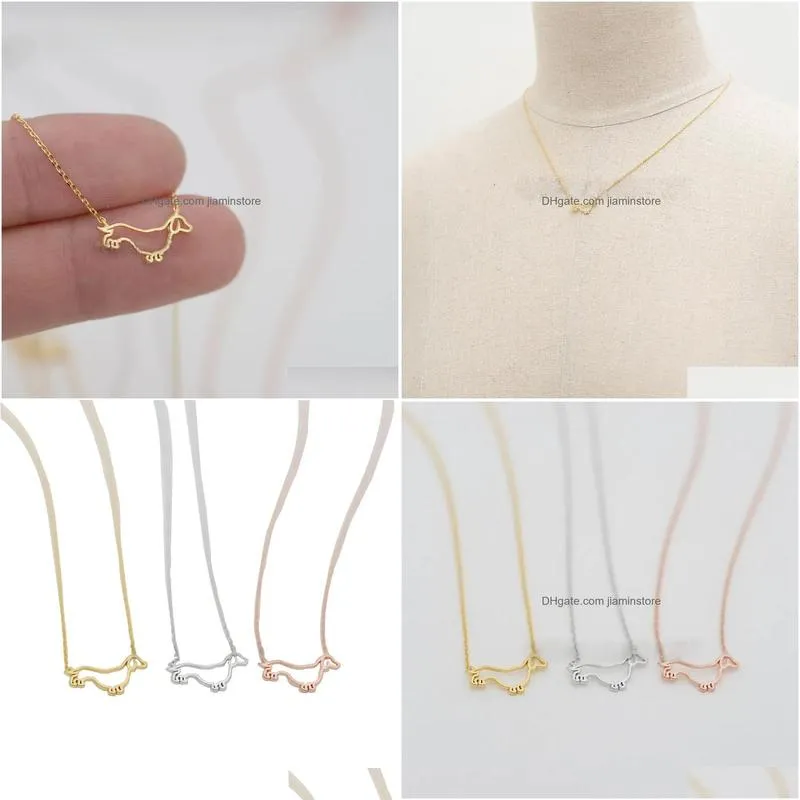 Pendant Necklaces Fashion Dachshunds Pendant Necklaces Dog Frame Lovely Animal Series Plated Gold For Jewelry Necklaces Pendants Dhh4F