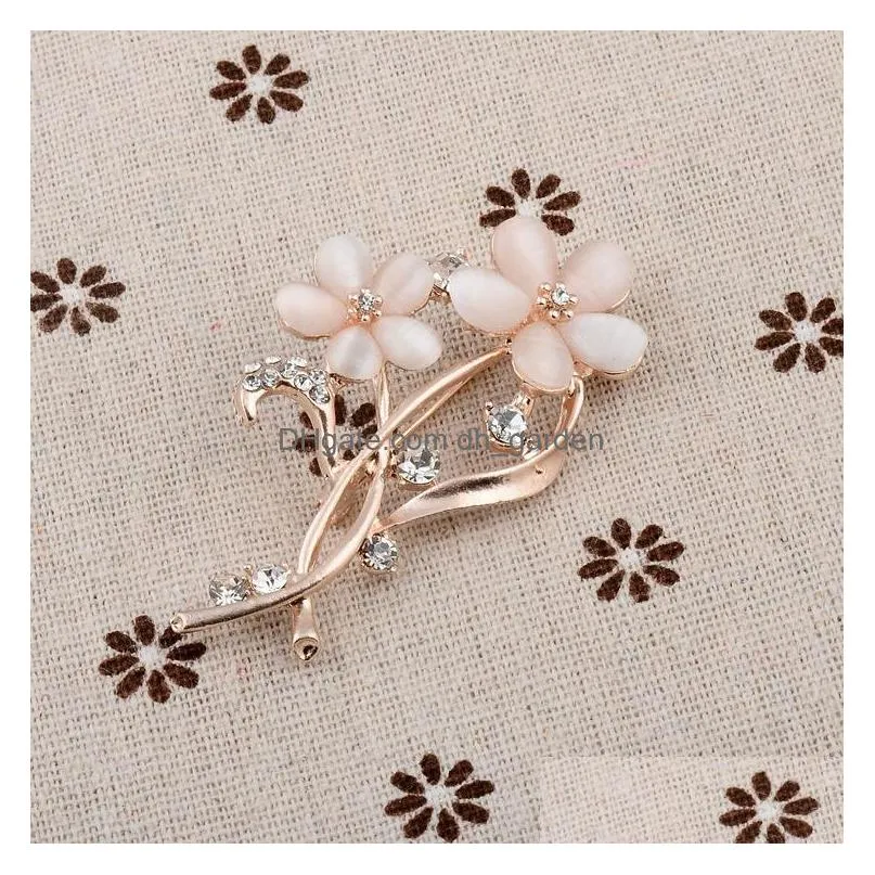 cr jewelry new european version of opal brooch popular flower pin female fashion creative clothing accessories manufacturers wholesale