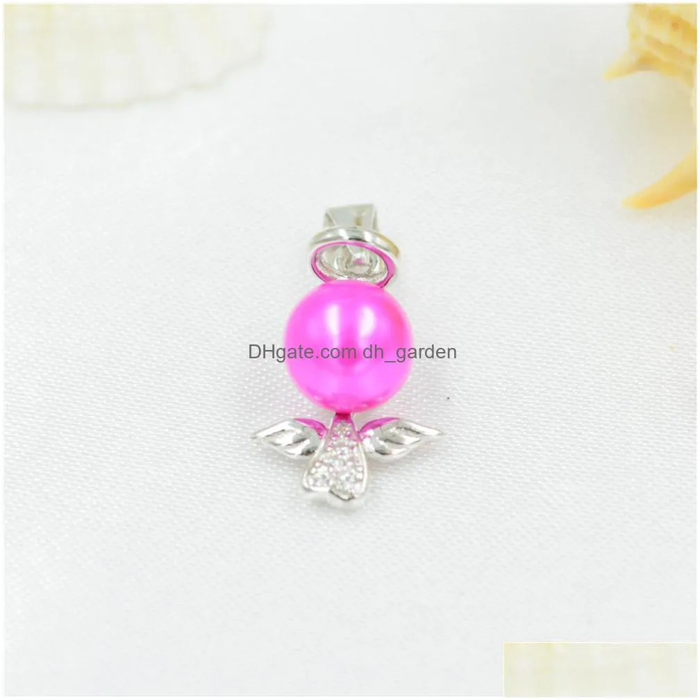 new s925 sterling silver round pearl hanging pendant mount for necklace hollow bracket pendant accessories on sale