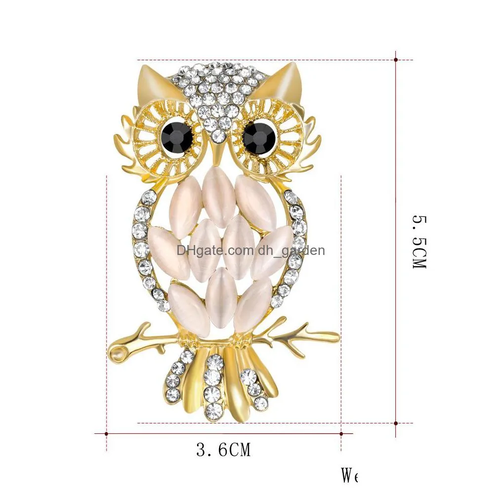 wholesale womens dream owl crystal owl eye stone brooch pin halloween costume jewelry accessories women animal brooch shipping