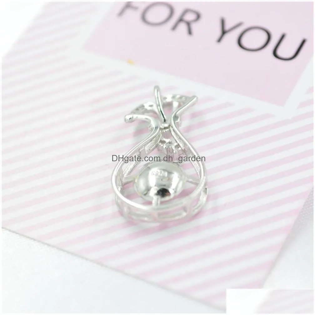 s925 sterling silver pendant female freshwater pearl dragonfly necklace silver jewelry pendant mount empty bracket accessories dz043