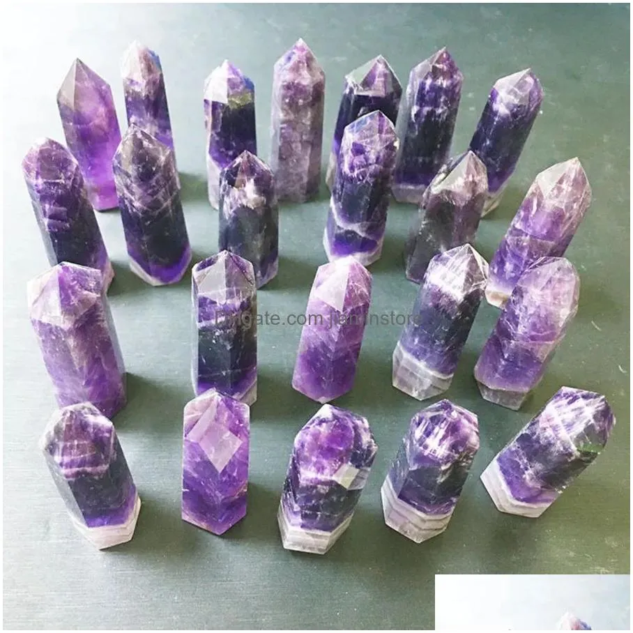 Pendant Necklaces East China Sea Natural Purple Crystal Single Pointed Column Dream Amethyst Mineral Specimen Office Ornament Original Dhvtz