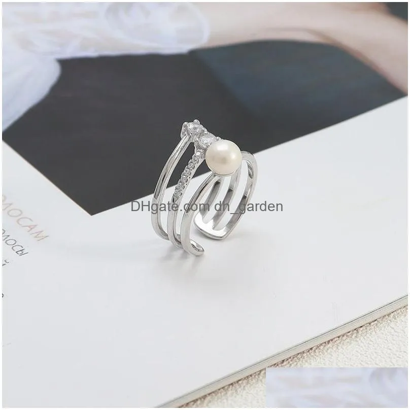 s925 sterling silver pearl irregular opening ring settings female diy accessories mountings for women