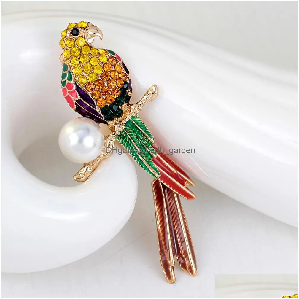 wholesale large bird owls crystal enamel brooches antiques bouquet parrot brooch pin scarf clips jewelry shipping