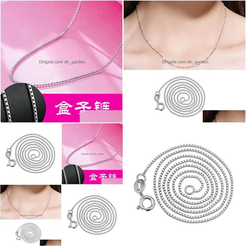 high quality 1 mm silver plated copper box chain female necklace korean jewelry factory jewellery wholesale retro jewelry