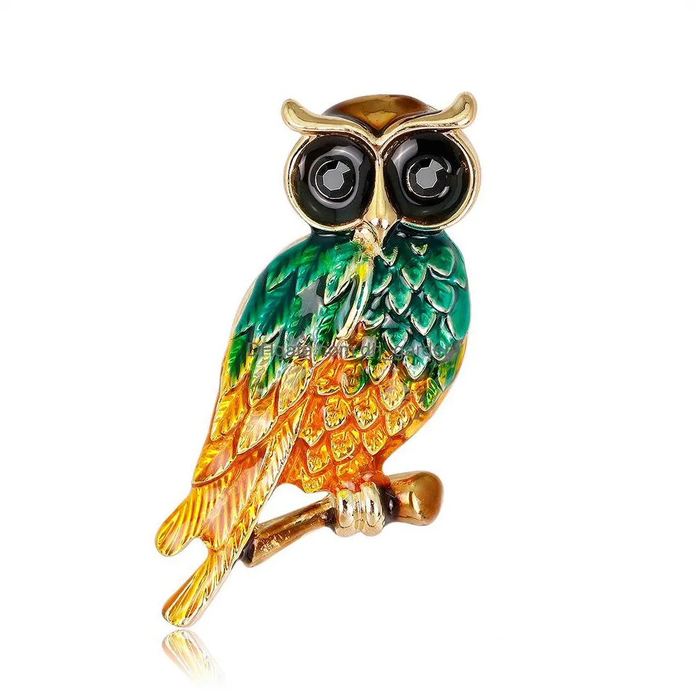 fashion womens fashion natural insect animal lovely alloy rhinestone frightened owl brooch pins women/man party wear shipping