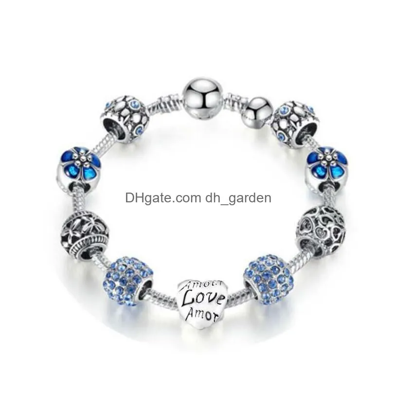popular jewelry supply cross border bracelet wholesale diy beads pink diamond inlaid girl heart bracelet manufacturers wholesale