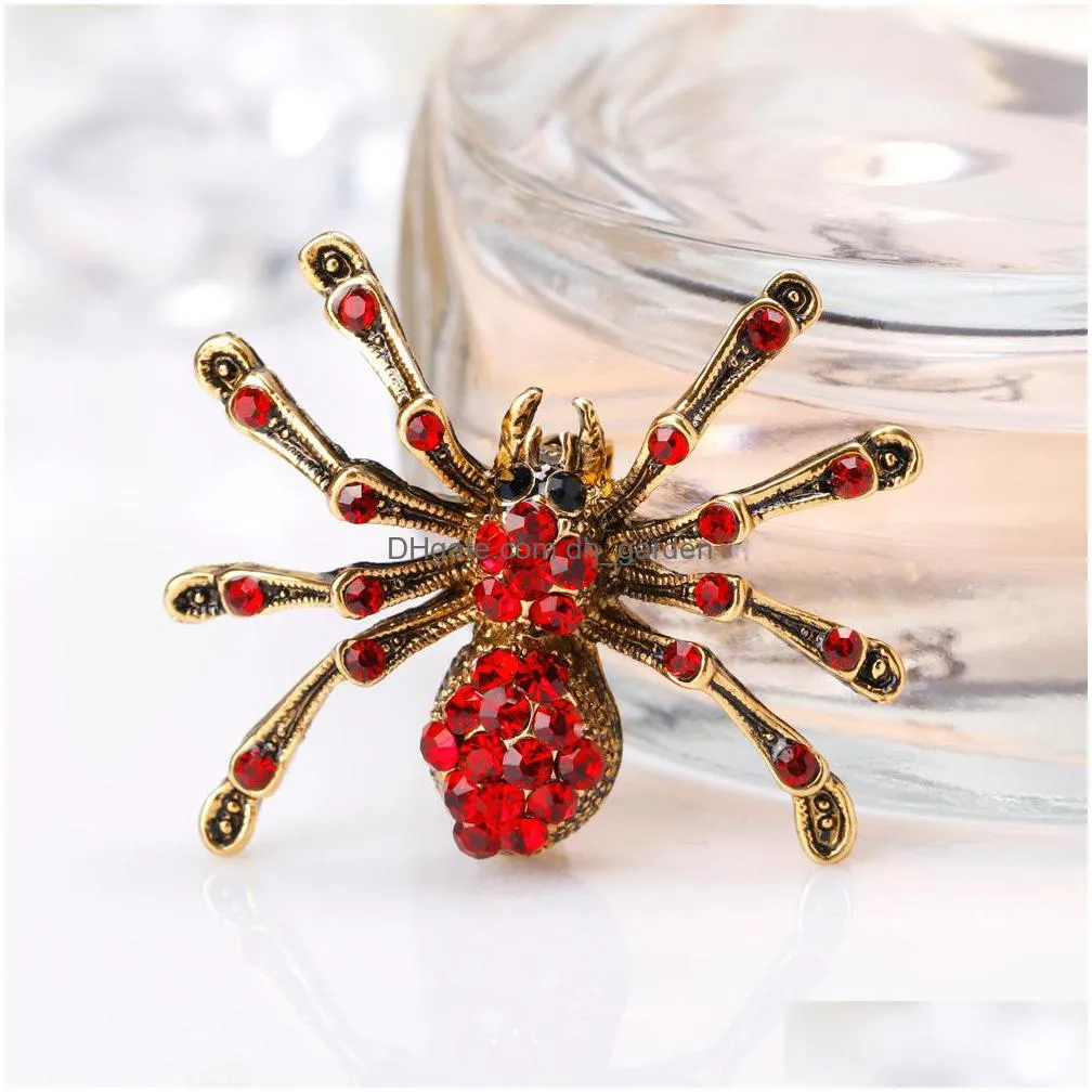 wholesale womens crystal big spider pin brooch pendant halloween costume jewelry accessories women animal brooch shipping