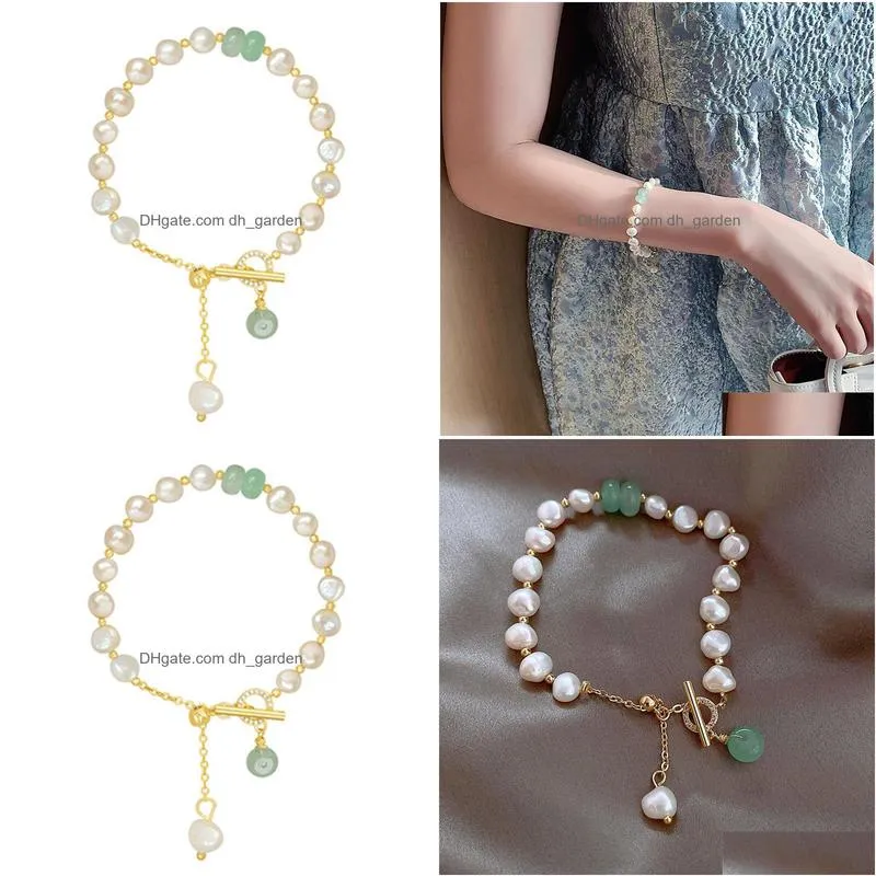 high quality baroque irregular strands freshwater pearl beaded safety clasp bracelet for women 17cmadd5cm adjustable