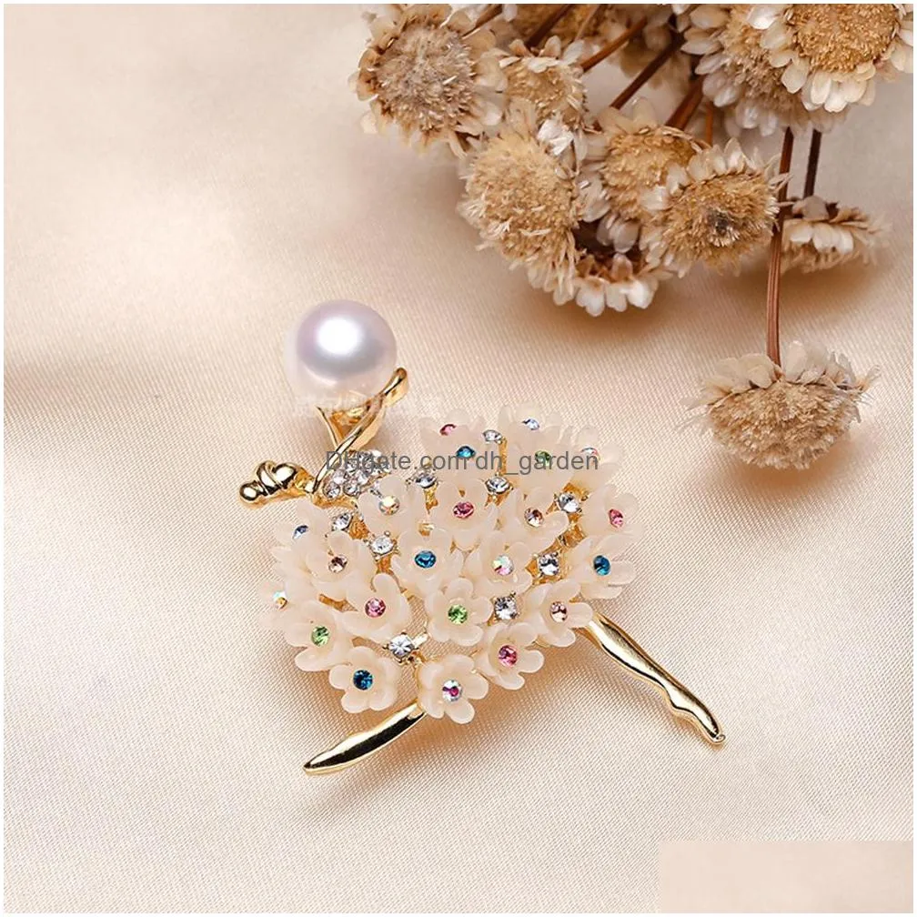 double swallow korean version thick gold-plated explosive gold-plated freshwater pearl brooch semi-finished mount for diy 