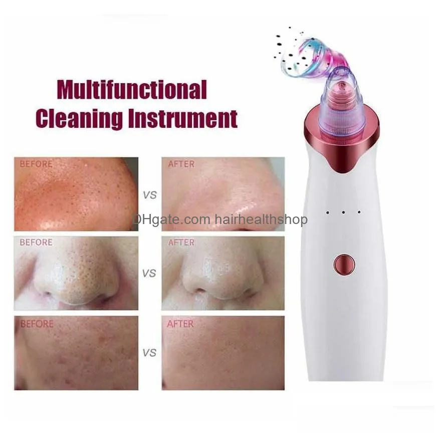 Cleaning Tools & Accessories Blackhead Face Skin Vacuum Pore Cleaner 5 Suction Acne Pimple Removal Tool Mini Facial Steamer Drop Ship Dhq4N