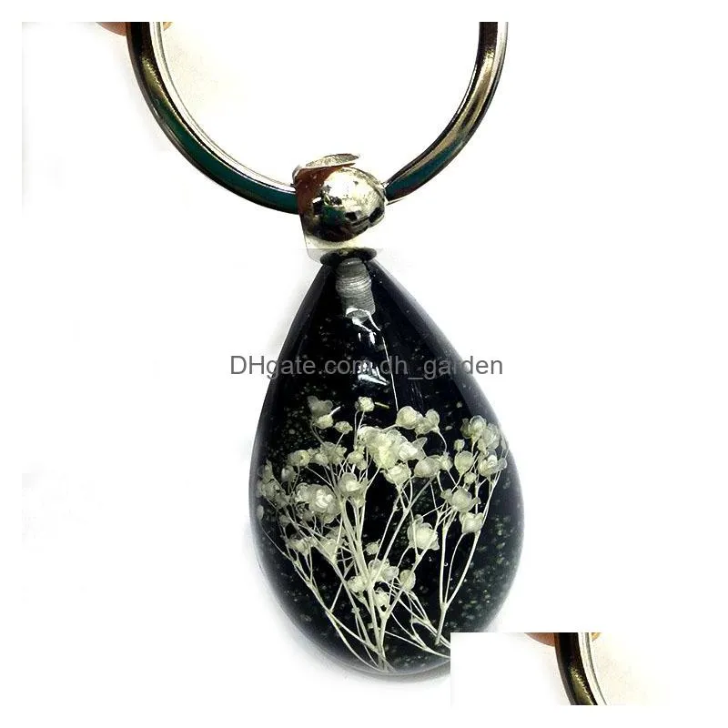 wholesale unique 7 colors creative tourist souvenir key chain with dry flower starry jewelry inside ys2k001