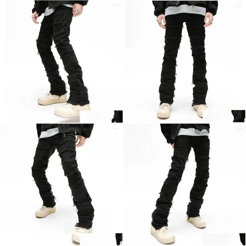 mens jeans mens retrowork flared pants grunge wild stacked ripped long trousers straight y2k baggy washed faded for men